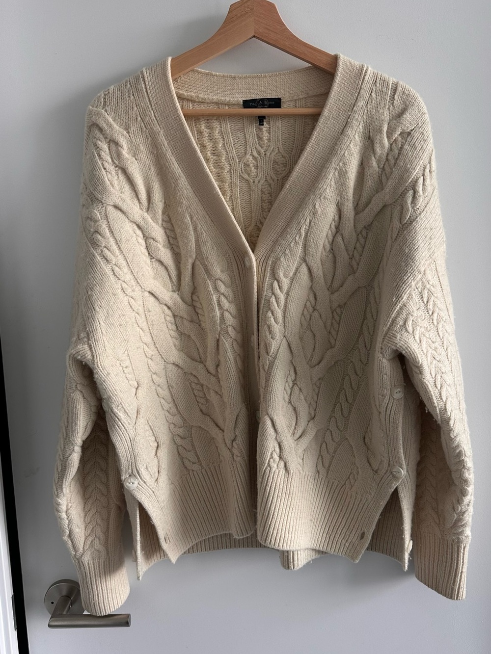 Rag & Bone Cream Cable Knit Oversized Cardigan XS